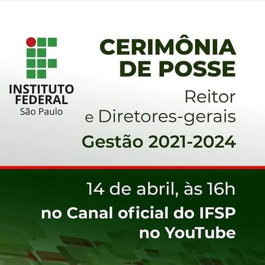 14 de Abril, às 16h, no Canal oficial do IFSP no YouTube