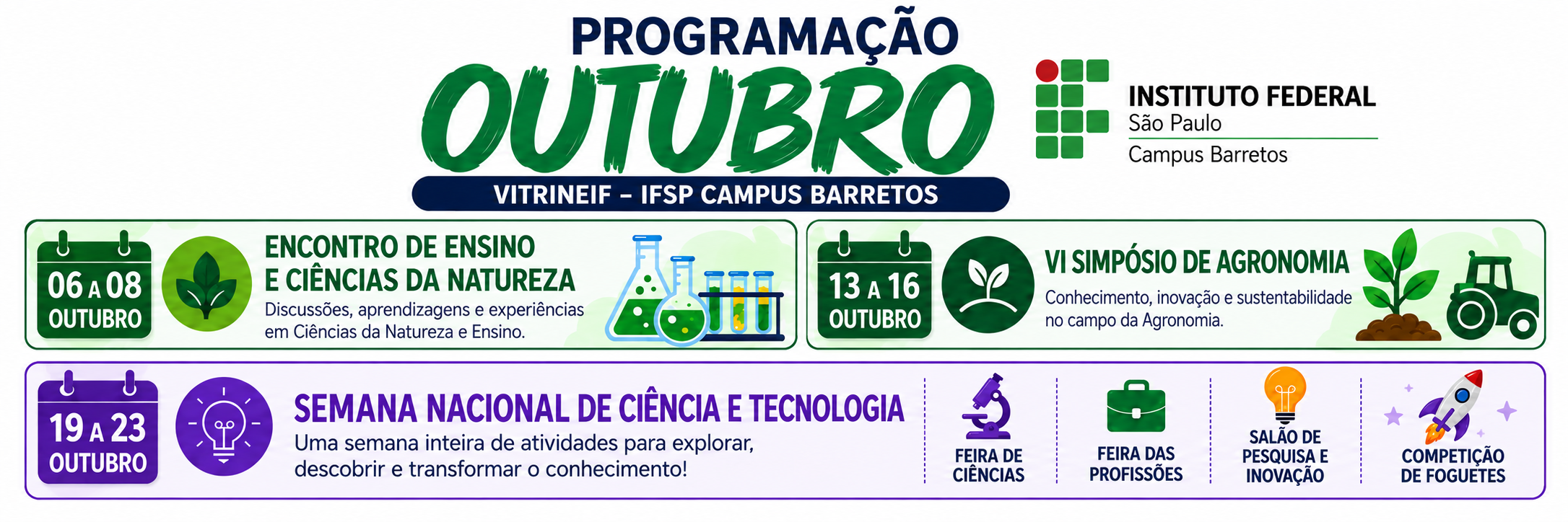 IFSP Campus Barretos terá programação especial de ciência, ensino e inovação durante o mês de outubro
